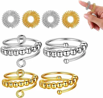 Produktbild von Verstellbare Anti-Stress-Ringe, Set mit 4 Stück – Fidget-Ringe zur Stressreduktion und zur Linderung von Angstgefühlen
