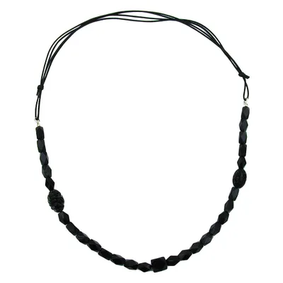 Produktbild von Kette Kunststoffperlen Schliffperle schwarz Kordel schwarz 90cm schwarz 90 cm