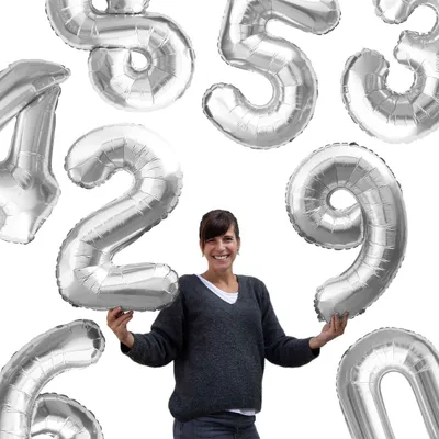 Produktbild von Oblique Unique Folien Luftballon mit Zahl 7 Geburtstag Jubiläum Party Deko Ballon - silber