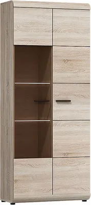 Produktbild von Hoher Wohnzimmer-Vitrinenschrank LUVERNE – Sonoma-Eiche