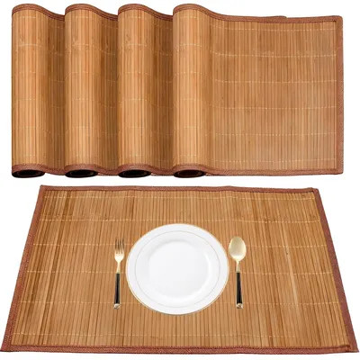 Bambus Platzsets 45x30 cm, 4er Set, hitzebeständig, abwaschbar