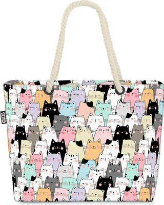 Produktbild von VOID Katzen Comic Katzenbande Strandtasche Shopper 58x38x16cm 23L XXL Einkaufstasche Tasche Reisetasche Beach Bag