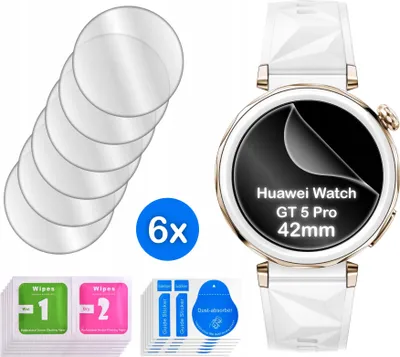 Zdjęcie produktu dla FOLIA do Huawei Watch GT5 Pro 42mm HYDROŻELOWA OCHRONNA na ekran 3D 6 sztuk