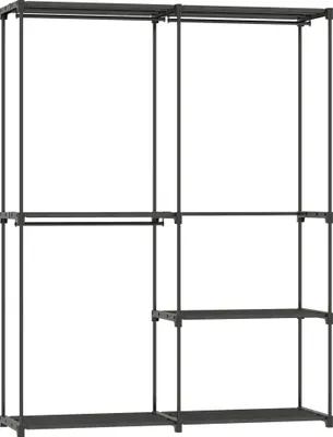 Produktbild von Tragbarer Kleiderständer, Metallrahmen, Stoffregale, viel Platz, Schwarz