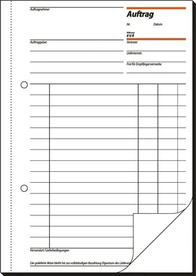 Produktbild von Formularbuch Auftrag A5 2x50 Blatt Packung mit 10 Stück