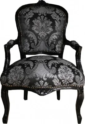 Produktbild von Casa Padrino Barock Salon Stuhl Schwarz Muster / Schwarz - Antik Stil Möbel