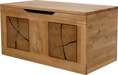 Produktbild von Truhenbank "KM-0660" aus Wildeiche massiv geölt in braun. Abmessungen (BxHxT) 80x40x40 cm