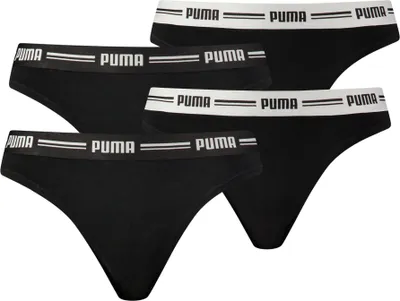 Produktbild von PUMA Damen String - Iconic, Soft Baumwolle Modal Stretch, 4er Pack Schwarz XL