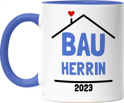 Produktbild von Bauherrin 2023 Tasse Blau Hausbau Richtfest Häuslebauer Geschenk Einzug Eigenheim Spruch Lustig
