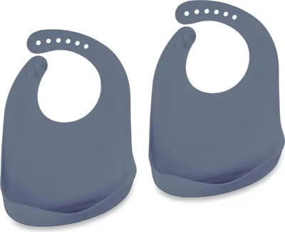 Produktbild von Relaxdays Lätzchen Baby, 2er Set, mit Auffangschale, Silikon, BPA-frei, Auffanglätzchen abwaschbar, Babylätzchen, blau