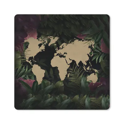 Produktbild von MuchoWow® Mauspad Mousepad Weltkarte - Braun - Blätter 20x20 cm - Mousepads - Maus Mat - Pad - Mausunterlage - Desk Mat - Bureauartikeln