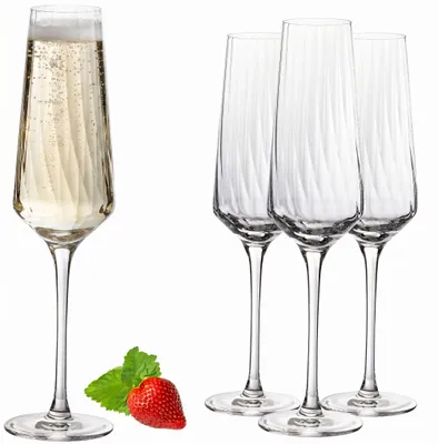 Produktbild von IMPERIAL Sektkelche 200ml (max 230ml) "London" Set 4-Teilig geriffelte Sektgläser aus Crystalline Glas Spülmaschinenfest