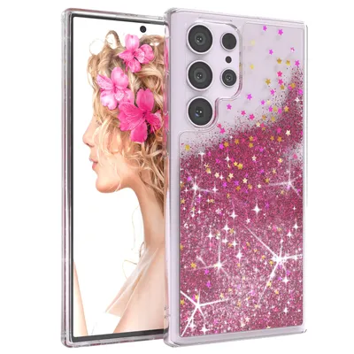 Zdjęcie produktu dla EAZY CASE - brokatowy pokrowiec kompatybilny z Samsung Galaxy S23 Ultra brokatowy pokrowiec ochronny, miękkie etui, tylna pokrywa przezroczysta z motywem