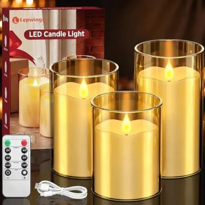 Zdjęcie produktu dla Świece LED bezpłomieniowe z pilotem timerem USB c zestaw 3