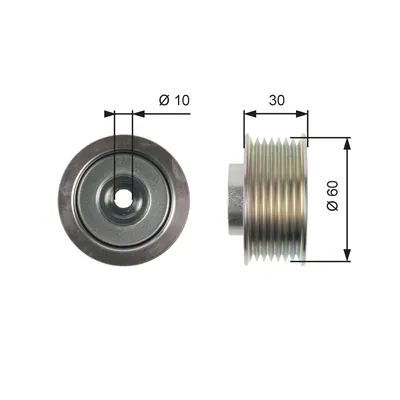 Produktbild von GATES T36406 Umlenkrolle Keilrippenriemen 64mm für SUZUKI Grand Vitara II SUV (JT, TE, TD)