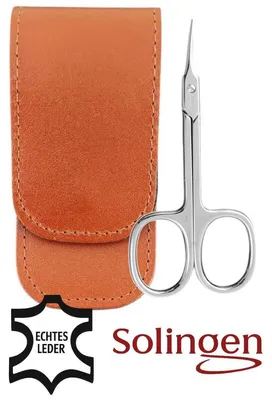 Produktbild von Solingen Turmspitzschere Nagelhautschere mit Echtleder Etui Germany Braun