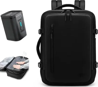 Image de Sac à dos de voyage, type sac à dos, avec système de compression, compartiment pour ordinateur portable, fermeture à cadenas antivol, capacité de 57 à 75 litres