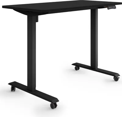 Produktbild von ESMART Germany ETX-121BB 120 x 60 cm Schwarz Ergonomischer Steh-Sitz-Schreibtisch auf Rollen Stufenlos elektrisch höhenverstellbar 78,5 - 128,5 cm 3x Memory USB Ladeport Aktivitätserinnerung
