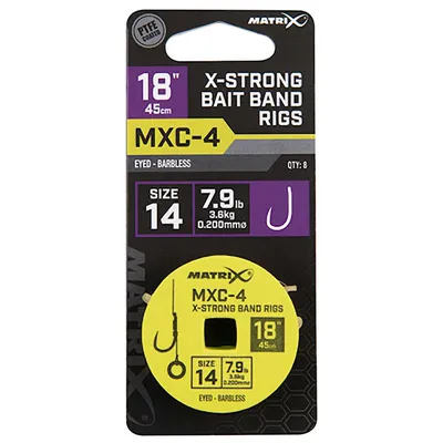 Obrázok produktu pre Matrix MXC-4 X-Strong Bait Band Rigs 18 (45cm) Veľkosť 14 Barbless 0,20 mm