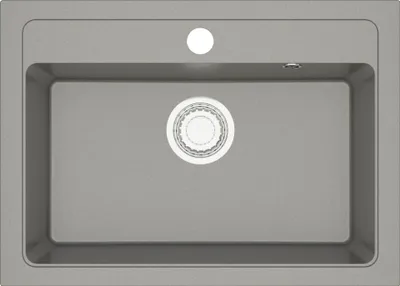 Produktbild von Granit Spüle + Siphon Küchenspüle DG022 70x50cm viele Farbvarianten Grau