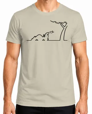 Imagen del producto de Camiseta para hombre, diseño "La Línea Balum Strichmännchen" de Osvaldo Cavandoli, estilo "Kult", color natural, talla XL