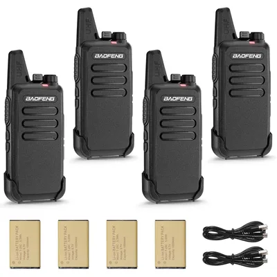 Immagine prodotto di Set di walkie-talkie Baofeng T22, 16 canali PMR446, con batteria da 1500mAh e porta USB-C, ricetrasmittente portatile ricaricabile per ristorazione, hotel, magazzini e cantieri (confezione da 4)