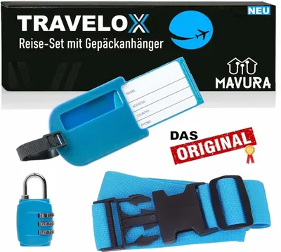 Immagine prodotto di TRAVELOX Cinghia per bagagli Cinghia per bagagli Etichetta per bagagli Serratura per bagagli Etichetta per bagagli Blu