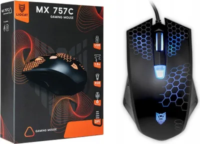 Produktbild von Liocat MX 757C Gaming Maus, 1.8m Kabelgebunden USB 4000DPI Beleuchtet RGB 6 Tasten für Notebook, PC, Laptop, Computer