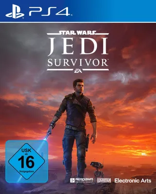 The cover art for the video game Star Wars Jedi: Survivor for PlayStation 4.