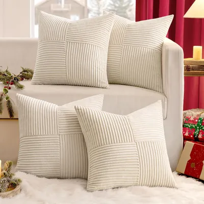 Produktbild von Set aus 4 Corduroy Kissenhüllen in Beige