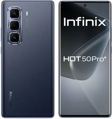 A split image showing the front and back of an Infinix Hot 50 Pro+ smartphone.