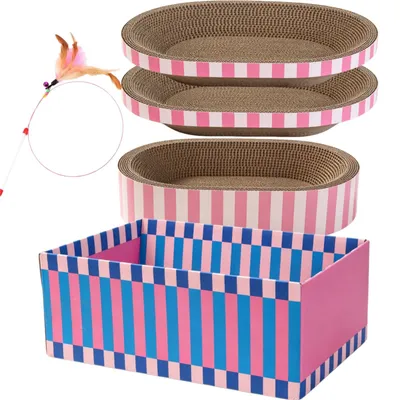 Kratzset für Katzen, 5-teilig, oval, Karton, Spielzeug