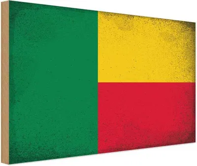 Produktbild von vianmo Holzschild 20x30 cm Benin Vintage Flagge Fahne Wappen
