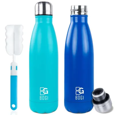 Immagine prodotto di Borraccia termica in acciaio inossidabile, a doppia parete, isolata sottovuoto, capacità 500 ml, set da 2, a prova di perdite