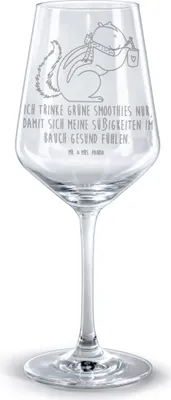 Produktbild von Mr. & Mrs. Panda glas für rotwein Eichhörnchen Smoothie - Transparent - Geschenk, Weinglas, graviertes, Green Smoothies, Diät, graviert, Kelch, Lustige Sprüche, Abnehmen