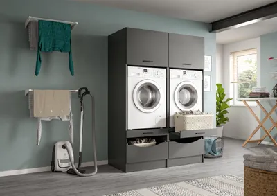 Produktbild von xonox.home Free Waschmaschienenumbau Set (B/H/T: 133x195x68 cm) in anthrazit Nachbildung