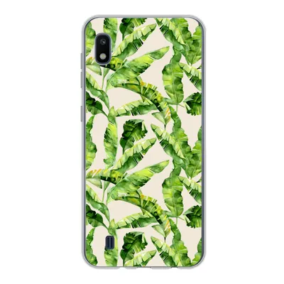 Produktbild von MuchoWow® Handyhülle Schutzhülle Hülle für Samsung Galaxy A10 Palmenblatt - Muster - Tropisch Silikon Softcase Handy Hülle - Schutzhülle