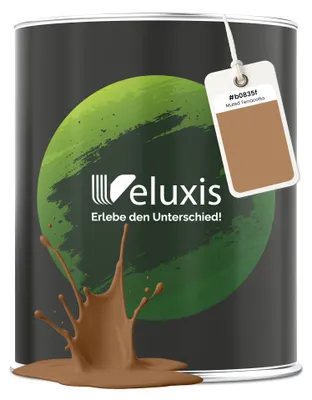 Produktbild von Wandfarbe Braun Gold Beige Matt Innenfarbe – Deckkraft Klasse 1, VOC-frei, Ohne Grundierung, Tropfarm – Wohnzimmer & Schlafzimmer – 1L – Veluxis (Muted Terracotta)