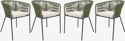 Produktbild von sweeek - 4er Set Gartensessel verzinkter Stahl mit Bespannung - Khaki