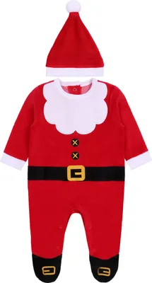 Produktbild von Weihnachtlicher Baby-Strampler + Mütze Nikolaus, Zertifikat  9-12 Monate