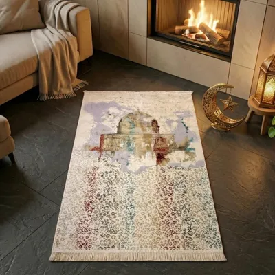 Immagine prodotto di Tappeto da preghiera con motivo moschea in colori chiari Dimensioni: 80 x 120 cm