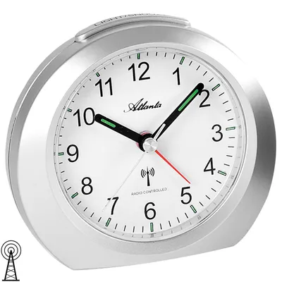 Produktbild von Atlanta 1856/19 Wecker Funk Funkwecker silbern mit Licht Snooze