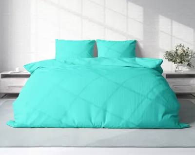 Produktbild von Bettwäsche-Set 240x220 cm Uni hell blau Doppelbett Bettbezug Renforcé Baumwolle