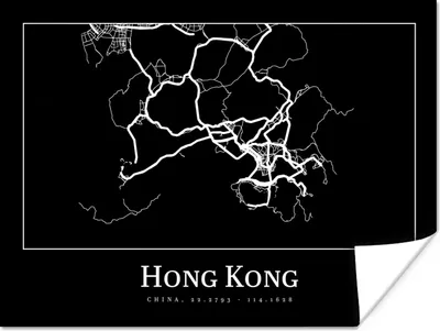 Produktbild von MuchoWow® Poster Hongkong - Karte - Stadtplan - Routenbeschreibung 160x120 cm - Foto Plakat