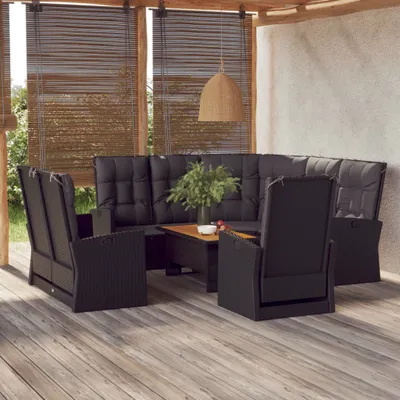Produktbild von Möbel 4-tlg. Garten-Lounge-Set mit Kissen Schwarz Poly Rattan - Balkonmöbel 362179
