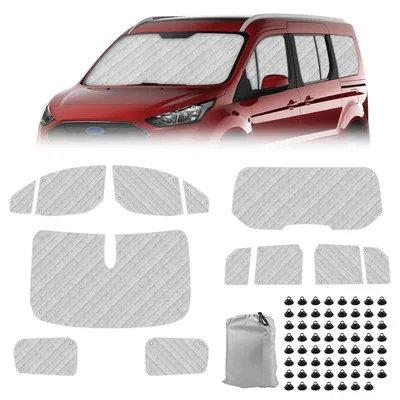Obrázek produktu pro Termoizolační sada do kabiny vozidla, 12 dílů, pro Ford Tourneo Connect (2012-2022), verze s prodlouženým rozvorem, s UV ochranou a ochranou proti slunci, zajišťuje soukromí a regulaci teploty