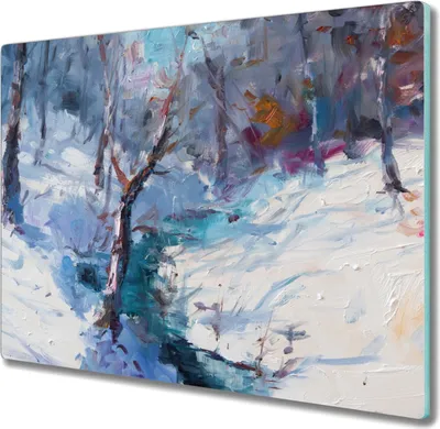 Produktbild von Coloray Schneidebrett Herdabdeckplatte 60x52 cm Kochplattenabdeckung Küchenbrett Hackbrett - Gemälde Winterwald