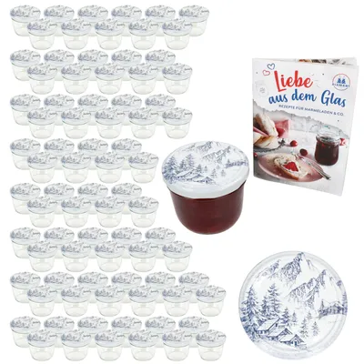 Produktbild von 100er Set Sturzglas 230ml Einmachglas TO82 Alpen Deckel DiamantZucker-Rezept
