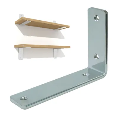 Produktbild von Silberne L-Winkelhalterung für Möbelregal 150 x 100 x 38 mm, 2 Stück