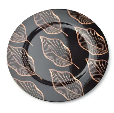 Produktbild von TELLER Ø 33 cm Kunststoff Platzteller Unterteller MONDEX GOLDEN LEAVES